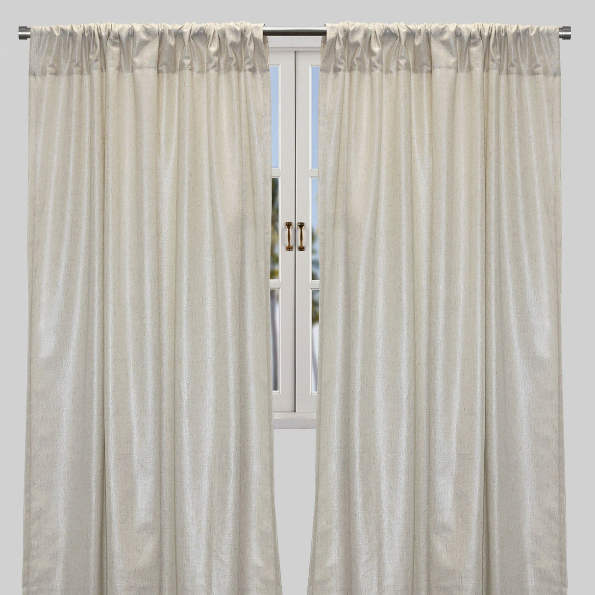 Shanna Metallic Linen Look Curtain Panels - Silver, Gold, Room Darkening, 52" X 84", 52" X 96", Rod Pocket (Set Of 2)
