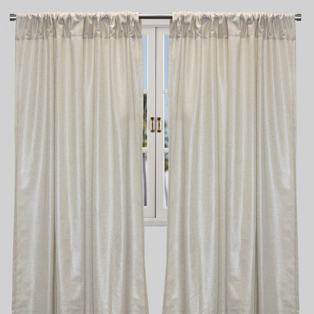 Shanna Metallic Linen Look Curtain Panels - Silver, Gold, Room Darkening, 52" X 84", 52" X 96", Rod Pocket (Set Of 2)