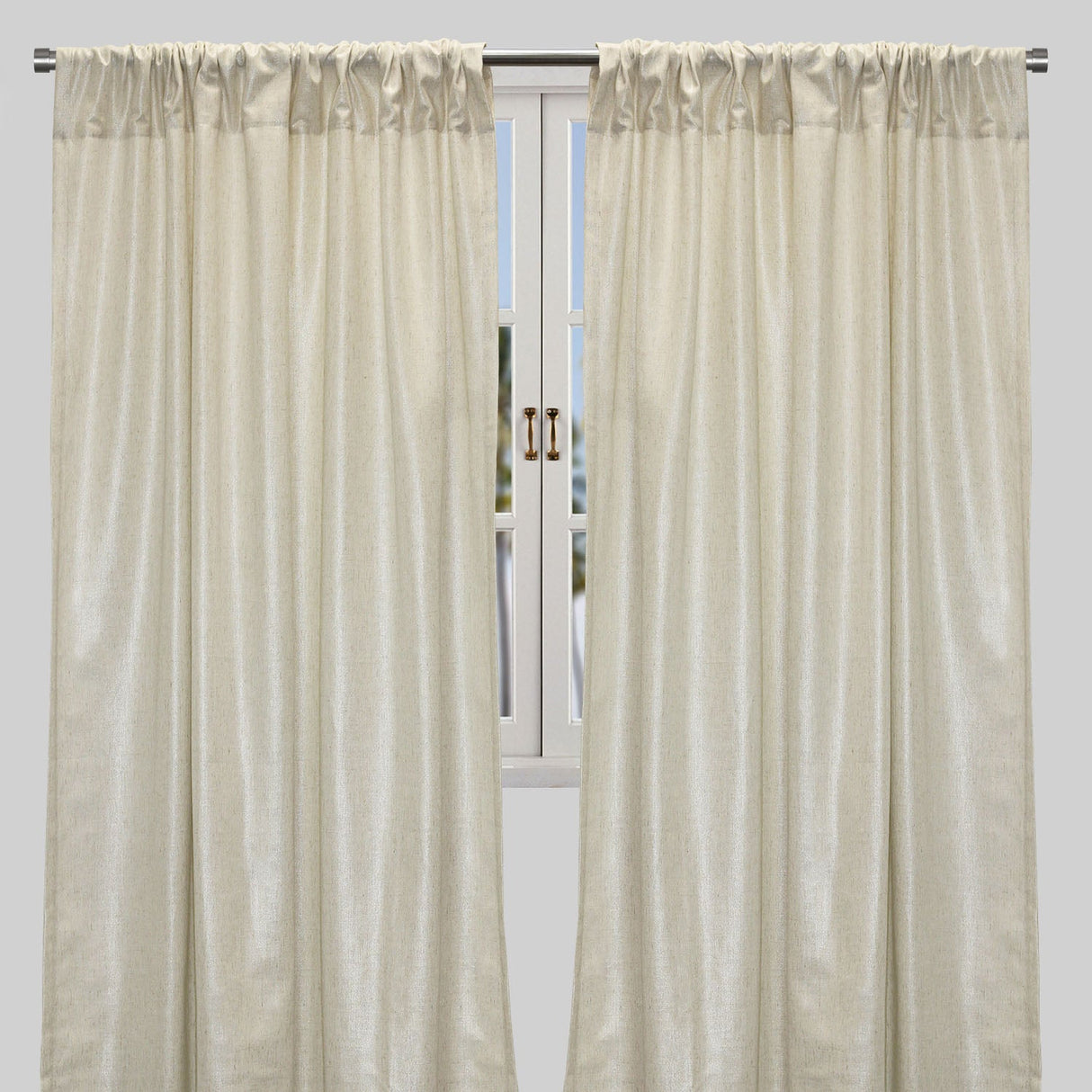 Shanna Metallic Linen Look Curtain Panels - Silver, Gold, Room Darkening, 52" X 84", 52" X 96", Rod Pocket (Set Of 2)