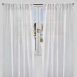 Shira Curtain Panels Solid Linen Blend Fabric - Solid Linen Look, White, Ivory, Flax, 54X84, 54X96, Rod Pocket (2 Panels)