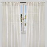 Shira Curtain Panels Solid Linen Blend Fabric - Solid Linen Look, White, Ivory, Flax, 54X84, 54X96, Rod Pocket (2 Panels)