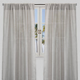 Shira Curtain Panels Solid Linen Blend Fabric - Solid Linen Look, White, Ivory, Flax, 54X84, 54X96, Rod Pocket (2 Panels)