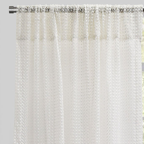 Stormy Curtain Panels Polyester Fabric - White Geometric Net Like Sheer, 54" X 96" (1 Pair)
