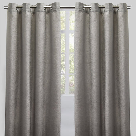 Throne Solid Textured Chenille Fabric - Beige, Silver, Spa, Room Darkening, Grommet, 54X84, 54X96 (2 Panels)
