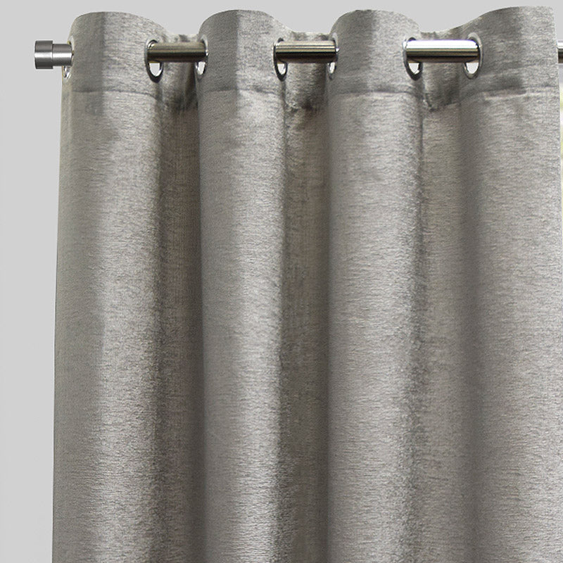 Throne Solid Textured Chenille Fabric - Beige, Silver, Spa, Room Darkening, Grommet, 54X84, 54X96 (2 Panels)