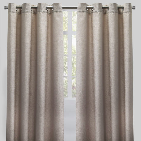 Throne Solid Textured Chenille Fabric - Beige, Silver, Spa, Room Darkening, Grommet, 54X84, 54X96 (2 Panels)