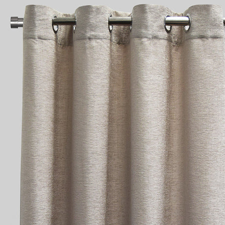 Throne Solid Textured Chenille Fabric - Beige, Silver, Spa, Room Darkening, Grommet, 54X84, 54X96 (2 Panels)