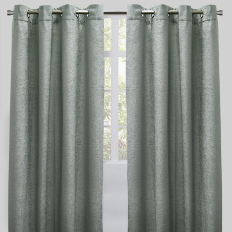 Throne Solid Textured Chenille Fabric - Beige, Silver, Spa, Room Darkening, Grommet, 54X84, 54X96 (2 Panels)