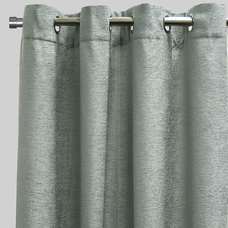 Throne Solid Textured Chenille Fabric - Beige, Silver, Spa, Room Darkening, Grommet, 54X84, 54X96 (2 Panels)