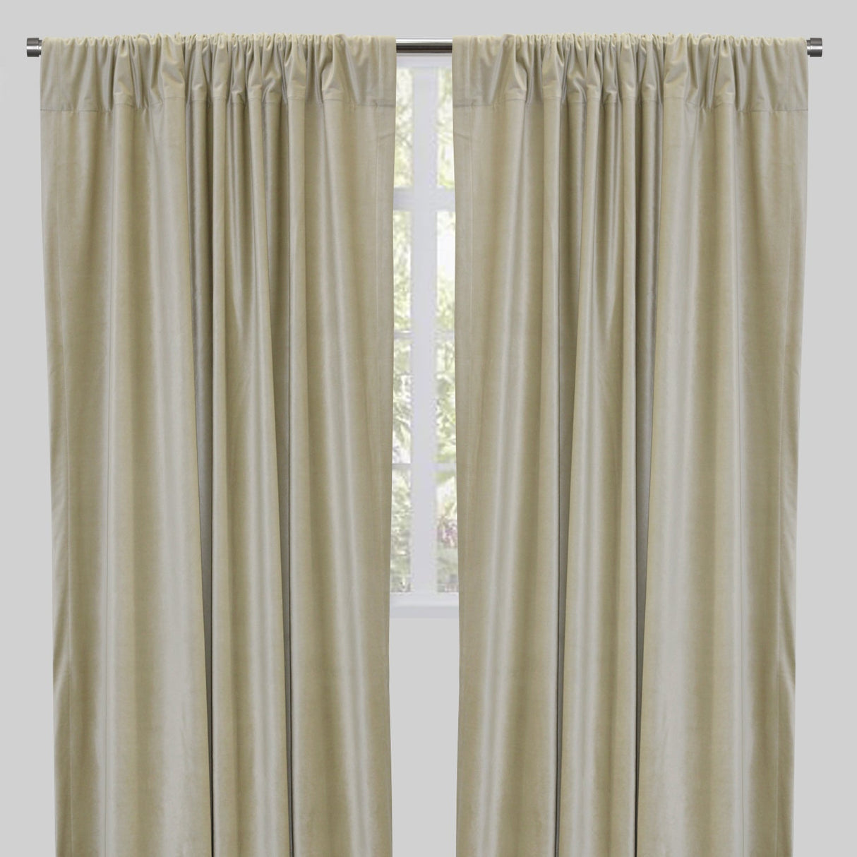 Tuscan Shiny Solid Velvet Fabric - Solid Velvet Curtain Panels, 54" Width X 96" Height, Rod Pocket (2 Panels)