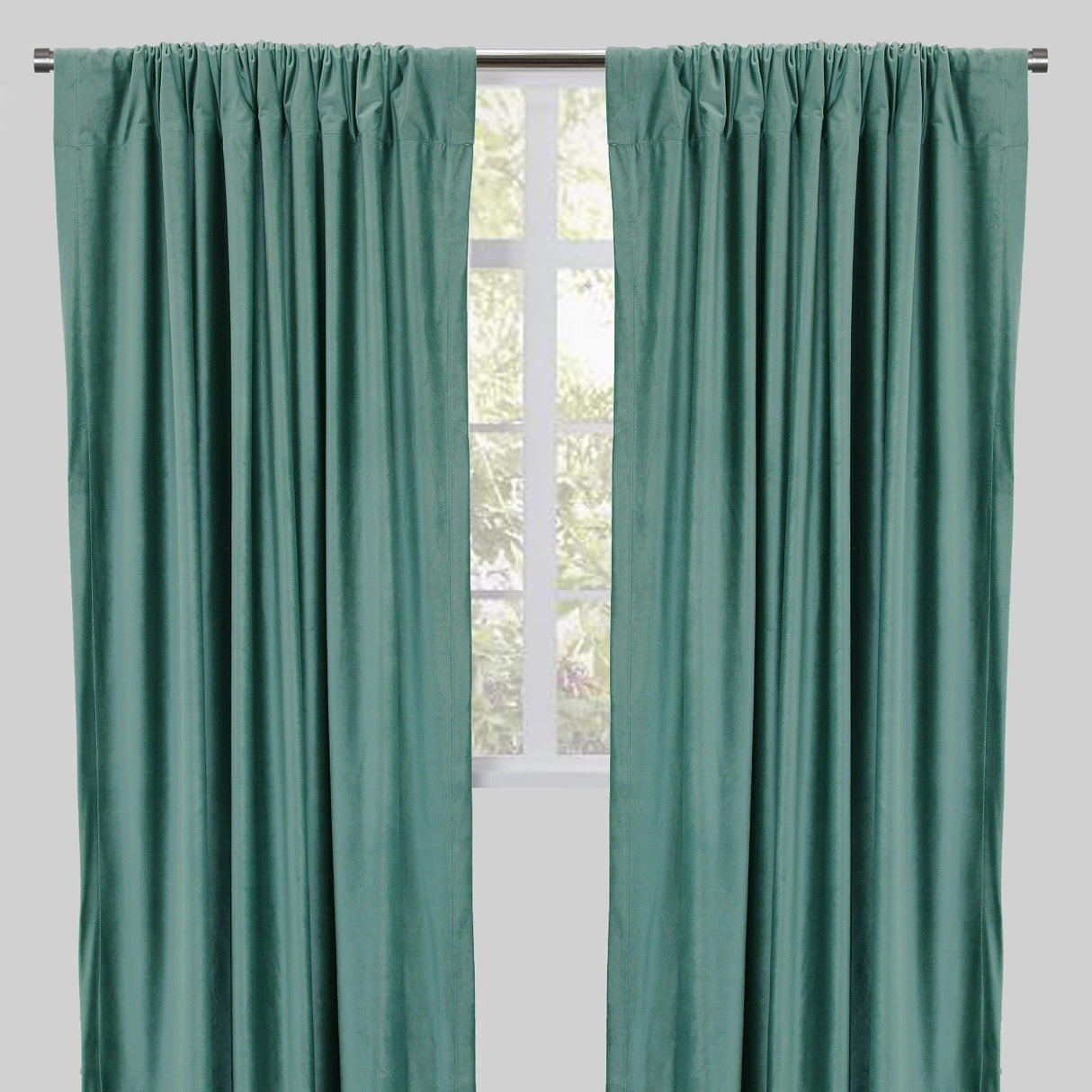 Tuscan Shiny Solid Velvet Fabric - Solid Velvet Curtain Panels, 54" Width X 96" Height, Rod Pocket (2 Panels)