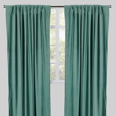 Tuscan Shiny Solid Velvet Fabric - Solid Velvet Curtain Panels, 54" Width X 96" Height, Rod Pocket (2 Panels)