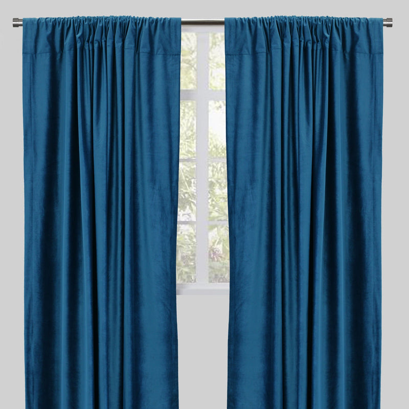 Tuscan Shiny Solid Velvet Fabric - Solid Velvet Curtain Panels, 54" Width X 96" Height, Rod Pocket (2 Panels)