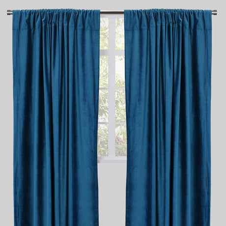 Tuscan Shiny Solid Velvet Fabric - Solid Velvet Curtain Panels, 54" Width X 96" Height, Rod Pocket (2 Panels)