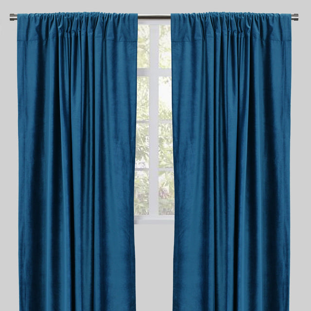 Tuscan Shiny Solid Velvet Fabric - Solid Velvet Curtain Panels, 54" Width X 96" Height, Rod Pocket (2 Panels)