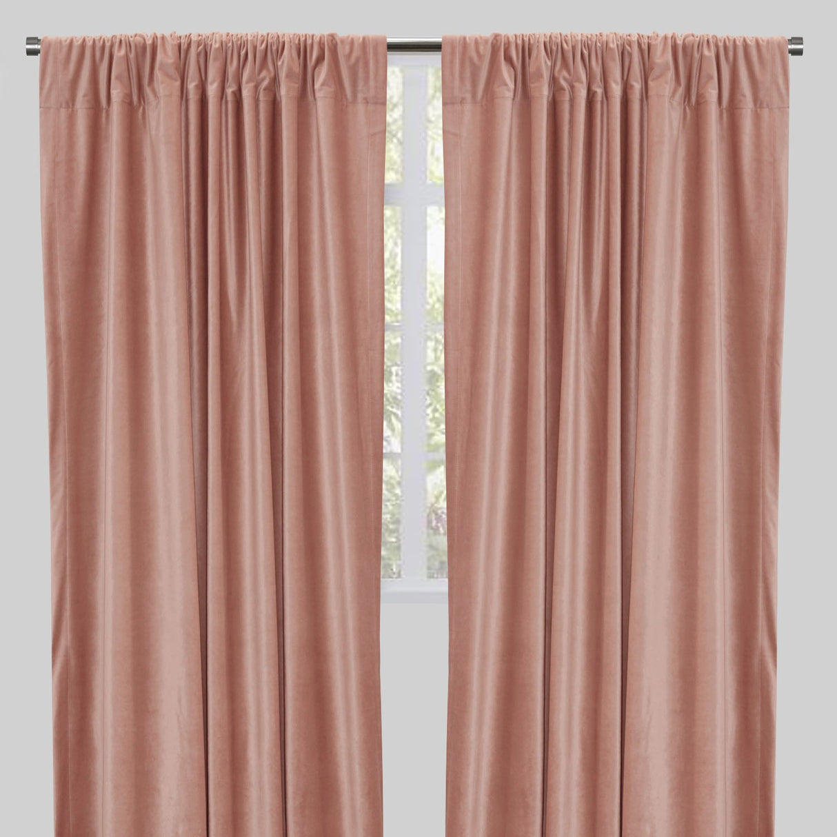 Tuscan Shiny Solid Velvet Fabric - Solid Velvet Curtain Panels, 54" Width X 96" Height, Rod Pocket (2 Panels)