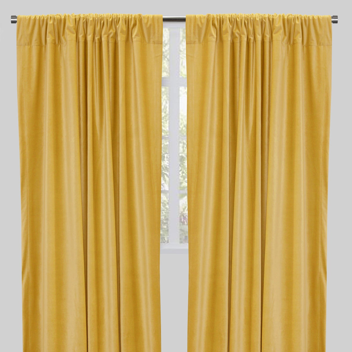 Tuscan Shiny Solid Velvet Fabric - Solid Velvet Curtain Panels, 54" Width X 96" Height, Rod Pocket (2 Panels)