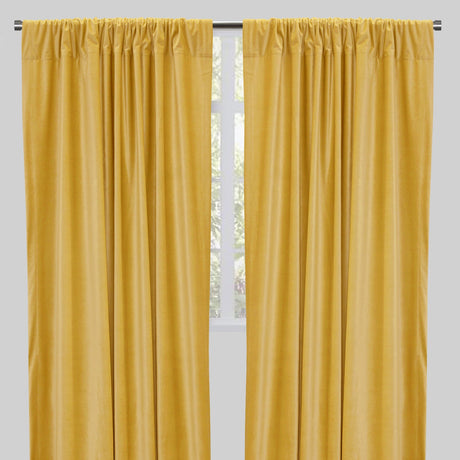 Tuscan Shiny Solid Velvet Fabric - Solid Velvet Curtain Panels, 54" Width X 96" Height, Rod Pocket (2 Panels)