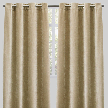 Vargas Curtain Panels Chenille Fabric - Solid, Beige, 54" X 96", Grommet (1 Pair)