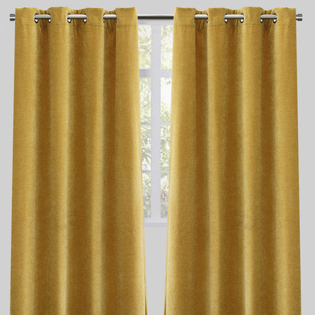 Vargas Curtain Panels Chenille Fabric - Solid, Beige, 54" X 96", Grommet (1 Pair)