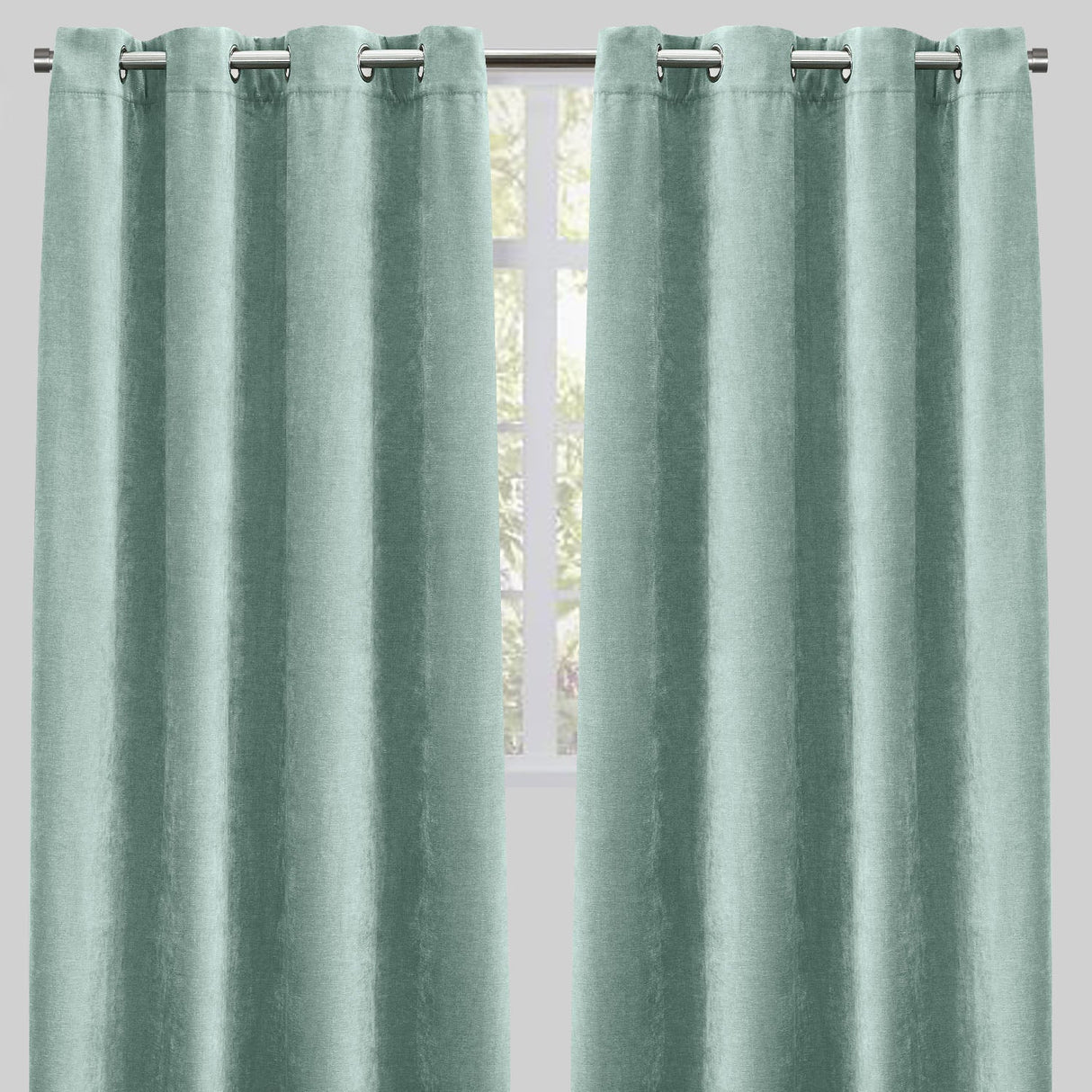 Vargas Curtain Panels Chenille Fabric - Solid, Beige, 54" X 96", Grommet (1 Pair)
