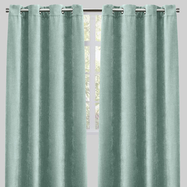 Vargas Curtain Panels Chenille Fabric - Solid, Beige, 54" X 96", Grommet (1 Pair)