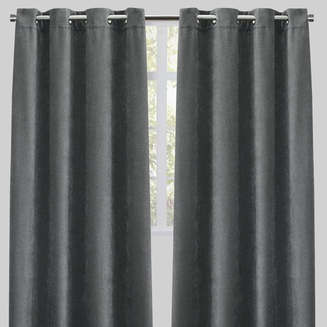 Vargas Curtain Panels Chenille Fabric - Solid, Beige, 54" X 96", Grommet (1 Pair)