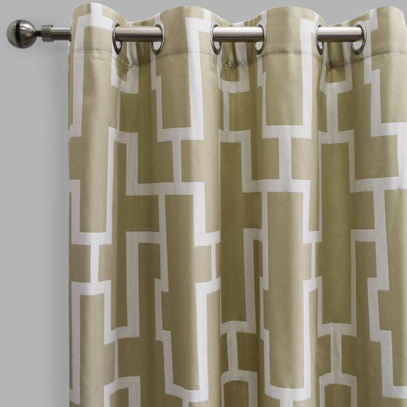 Waltz Curtain Panels Polyester Fabric - Geometric Jacquard Print, Ivory, 54" X 96" (Sold By The Pair)
