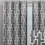 Waltz Curtain Panels Polyester Fabric - Geometric Jacquard Print, Ivory, 54" X 96" (Sold By The Pair)
