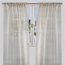 Zeek Linen Fabric - Metallic Zig Zag Embroidery, Sheer, Silver, 54" X 96", Rod Pocket (Sold By The Pair)