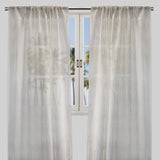 Zeek Linen Fabric - Metallic Zig Zag Embroidery, Sheer, Silver, 54" X 96", Rod Pocket (Sold By The Pair)