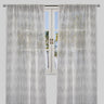Zeek Linen Fabric - Metallic Zig Zag Embroidery, Sheer, Silver, 54" X 96", Rod Pocket (Sold By The Pair)