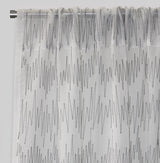 Zeek Linen Fabric - Metallic Zig Zag Embroidery, Sheer, Silver, 54" X 96", Rod Pocket (Sold By The Pair)