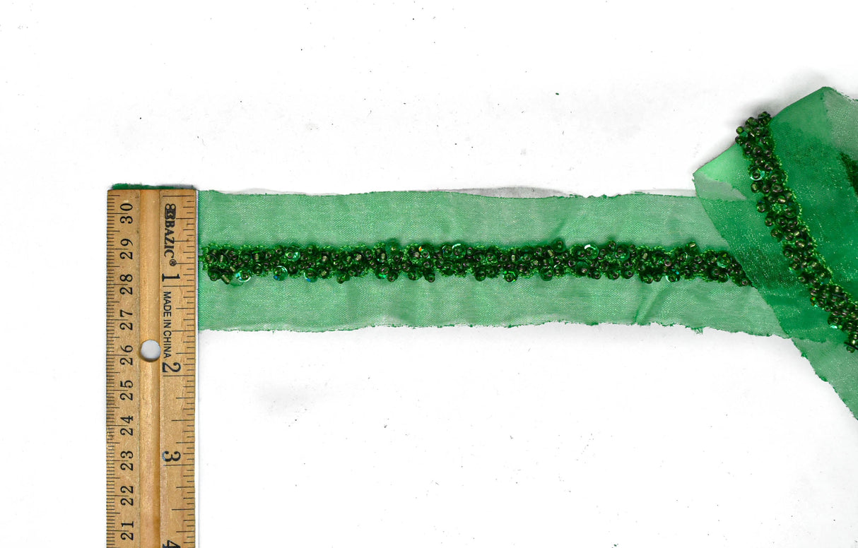 Beaded Sequins Organza Trim 1.50"