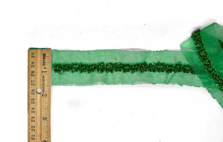 Beaded Sequins Organza Trim 1.50"