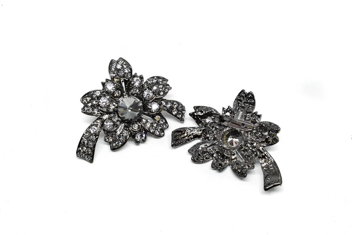 Rhinestone Brooch Vintage Flower Clear