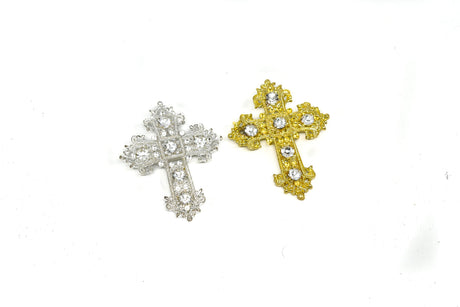 Rhinestone Cross Brooch with Pin