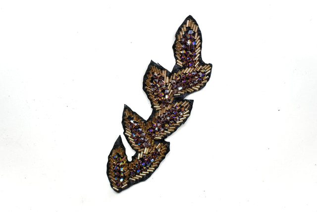 Rhinestone Beaded Leaf Applique