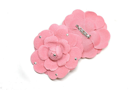 Flower Pin Pink Rose Rhinestone 2.75"