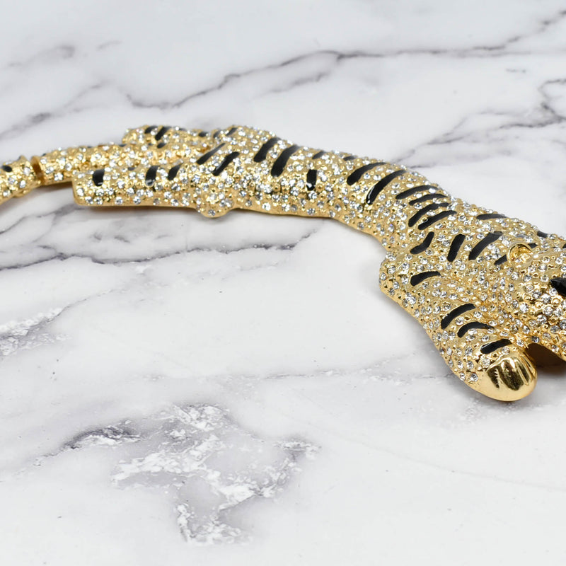 Rhinestone Cheetah Buckle Applique 7 3/4" x 2"