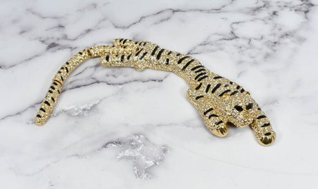 Rhinestone Cheetah Buckle Applique 7 3/4" x 2"