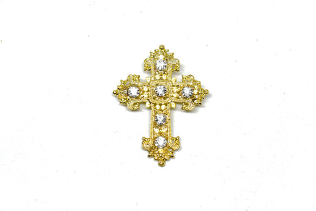 Rhinestone Cross Brooch with Pin