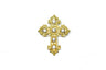 Rhinestone Cross Brooch with Pin