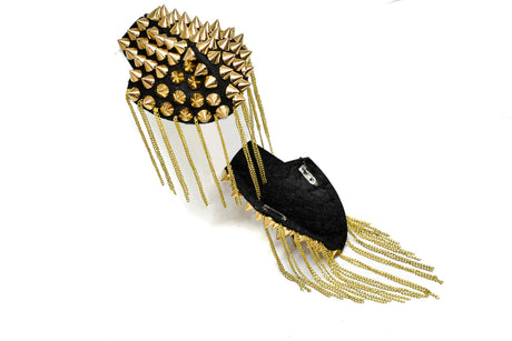 Studded Shoulder Epaulet with Dangling Chains