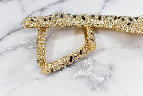 Rhinestone Cheetah Buckle Applique 7 3/4" x 2"