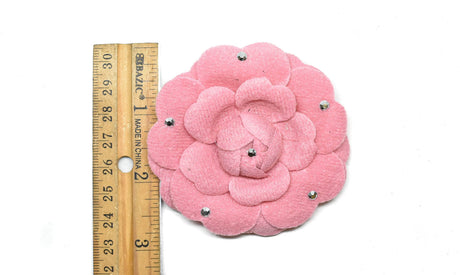 Flower Pin Pink Rose Rhinestone 2.75"
