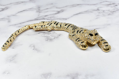 Rhinestone Cheetah Buckle Applique 7 3/4" x 2"