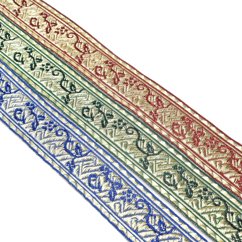Jacquard Ribbon Floral Metallic 1.25"