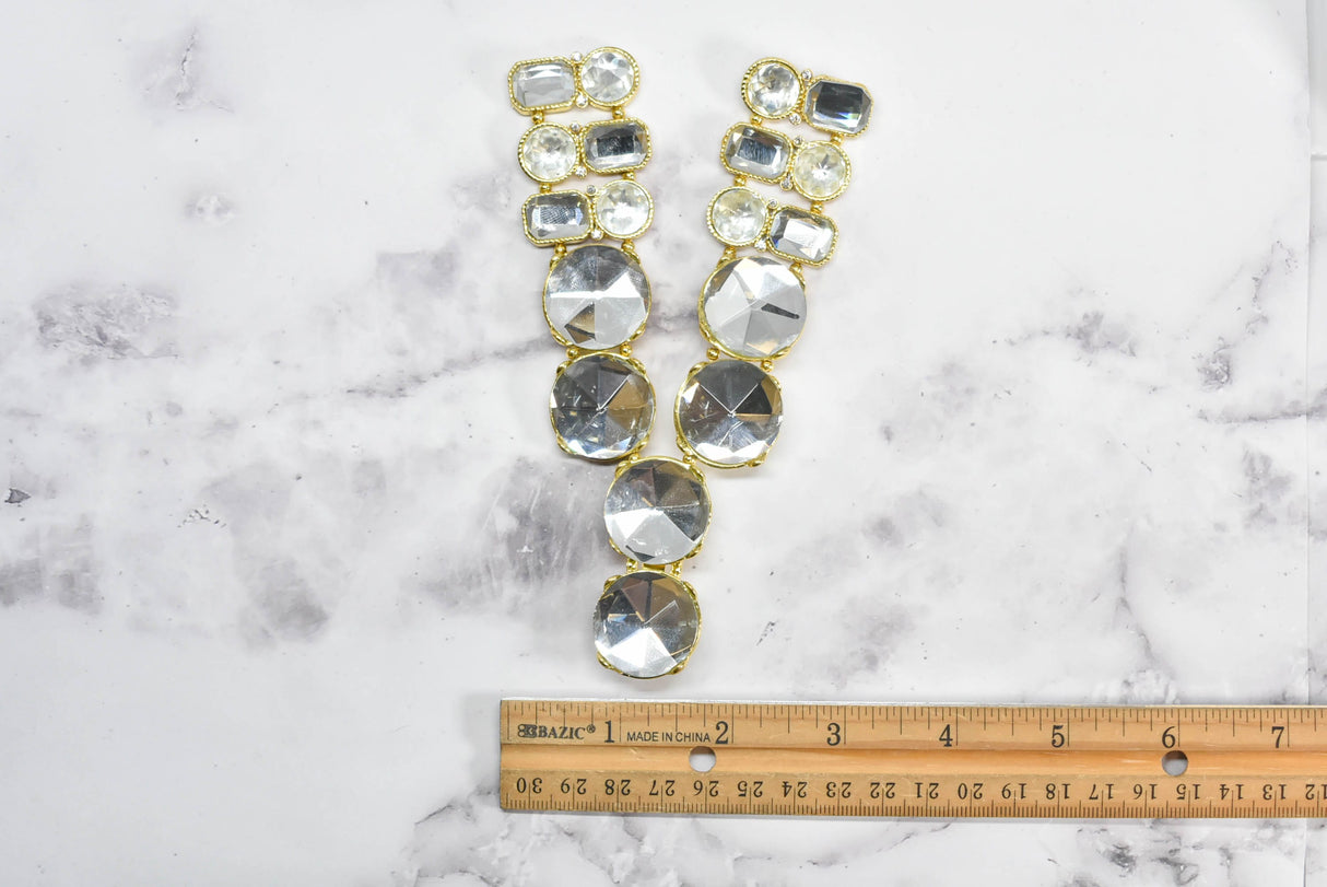Gemstone Applique Gold Accented 2 Piece