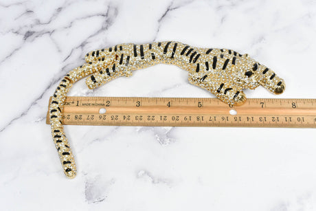 Rhinestone Cheetah Buckle Applique 7 3/4" x 2"